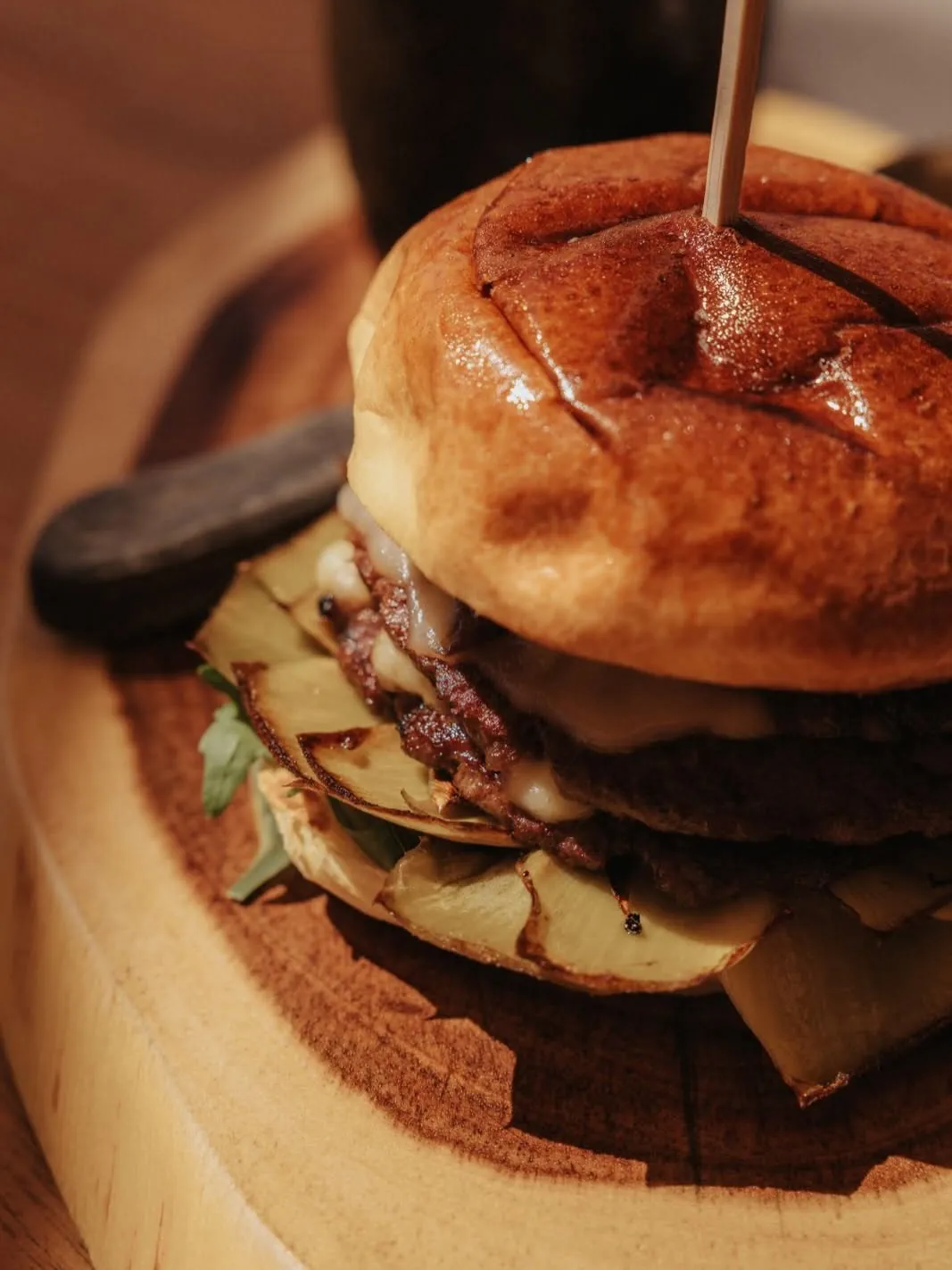 A close view of the Dune burger