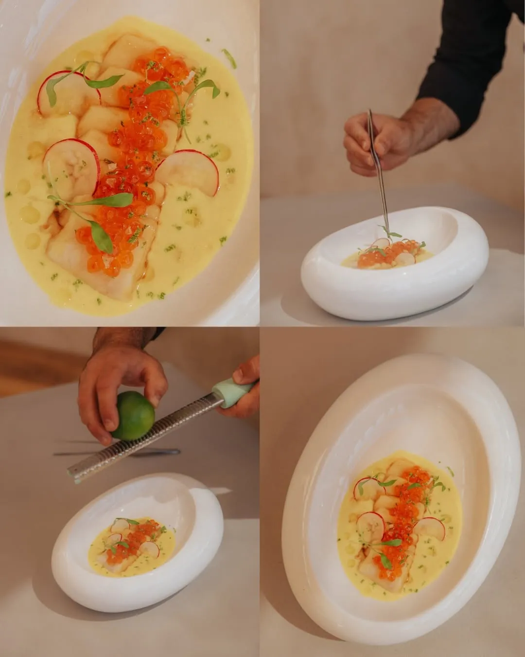 Plating a ceviche, step by step